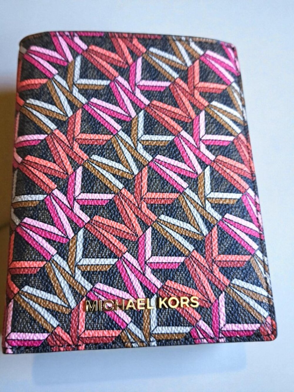 Michael Kors Women's Red / Pink Logo Bedford Medium Passport Wallet